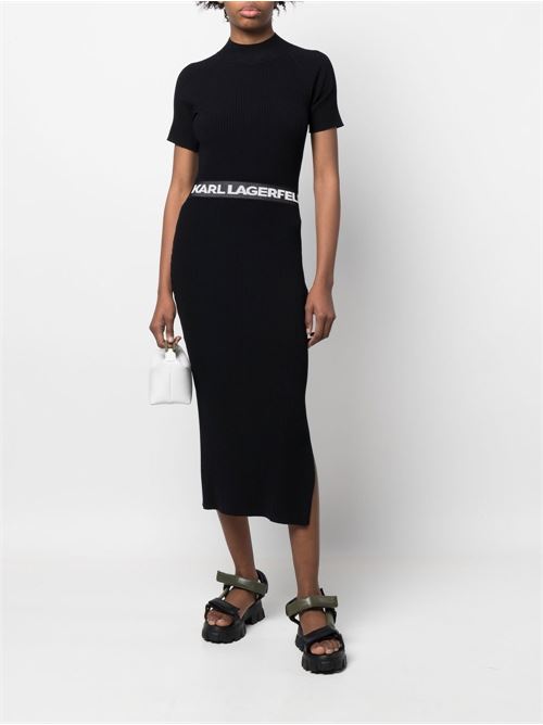 Abito donna lungo ed elasticizzato con scritta logo in vita Karl Lagerfeld | 225W1350999